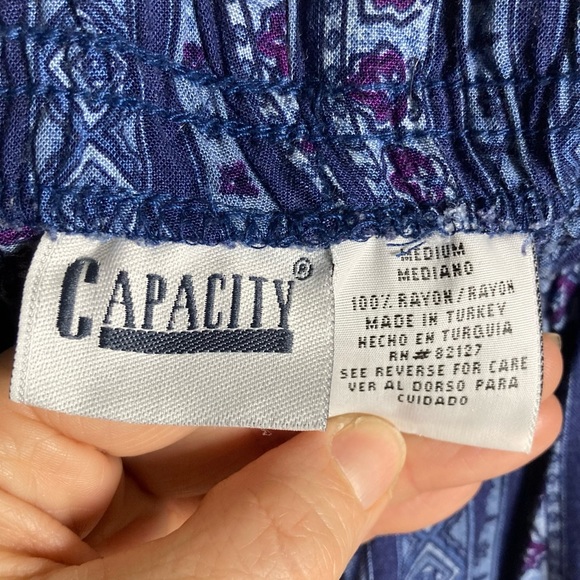 Vintage baja pajama pants medium patterned indigo loose fit lagenlook - Picture 11 of 11